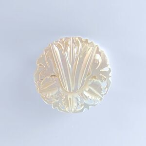 Vintage Mother Of Pearl Carved Flower Brooch